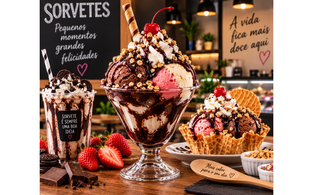 Taça de Sorvete Três Sabores