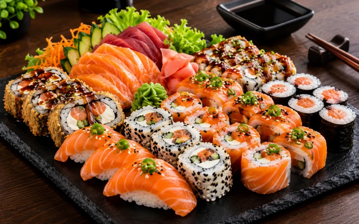 Delicioso combinado de sushi